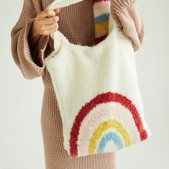 ๐ Free People Carry On Rainbow & Scarf sweater knit tote Bag set - Picture 5 of 11